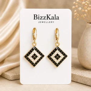 Black White Checkered Jhumka for Women - Image 1