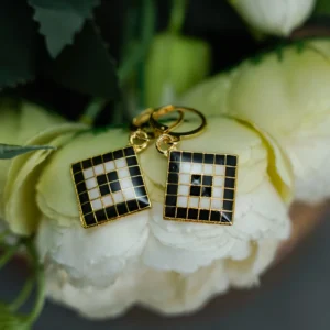 Black White Checkered Jhumka for Women - Image 3