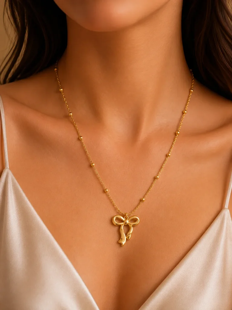 Elegant Bow Pendant Necklace for Women