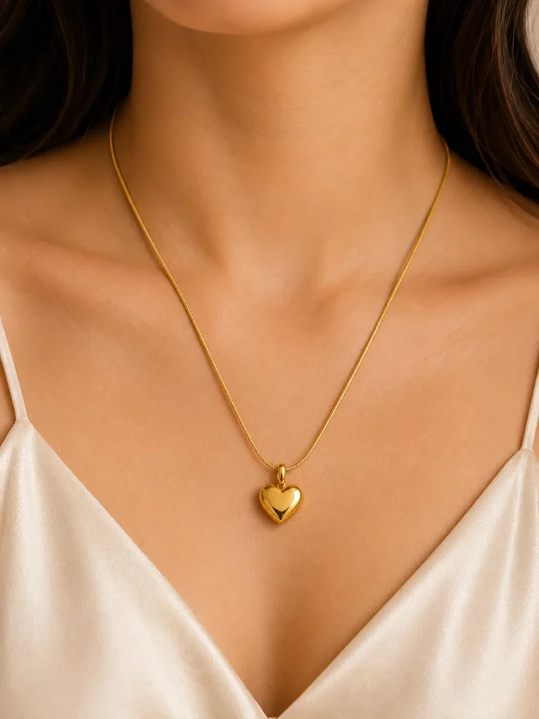 Gold Heart Pendant Necklace for Women