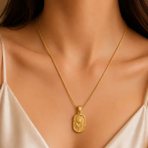 Gold-Tone Floral Pendant Necklace for Women - Image 2