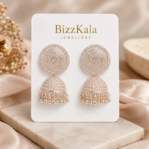 Textured Pink Gold-Tone Jhumka for Women - Image 1