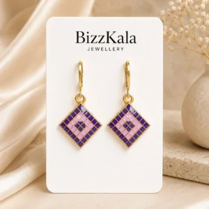 Purple Checkered Jhumka for Women - Image 1