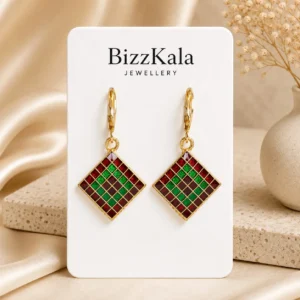 Red Green Checkered Jhumka for Women - Image 1