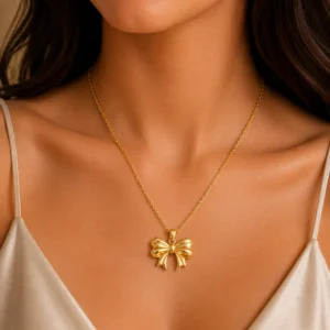 Ribbon Bow Pendant Necklace for Women - Image 2