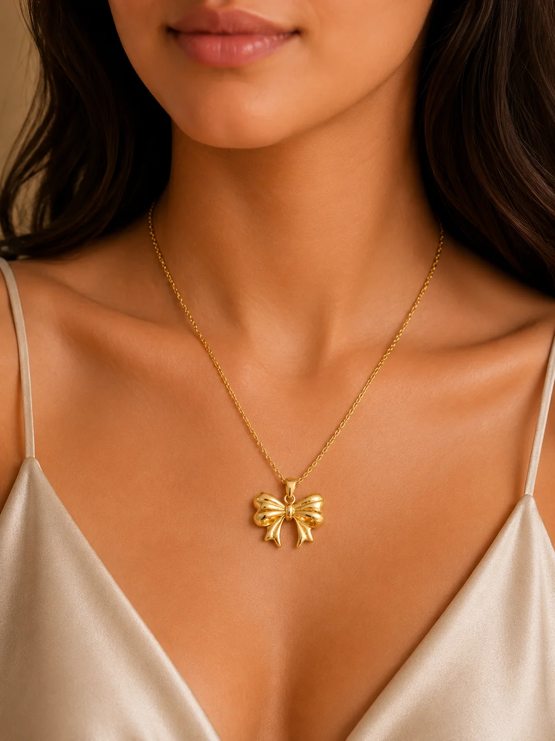 Ribbon Bow Pendant Necklace for Women - Image 2