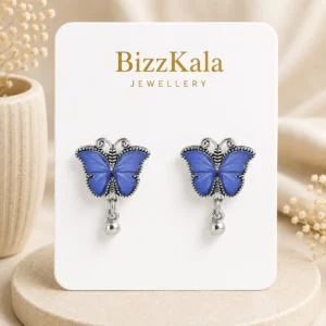 Royal Blue Butterfly Charm Jhumka for Women - Image 1