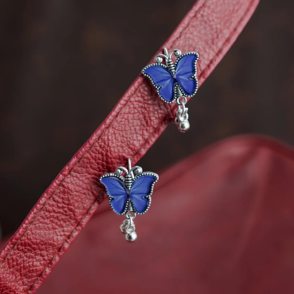 Royal Blue Butterfly Charm Jhumka for Women