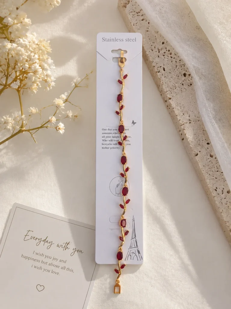 Ruby Tulip Vine Bracelet for Women