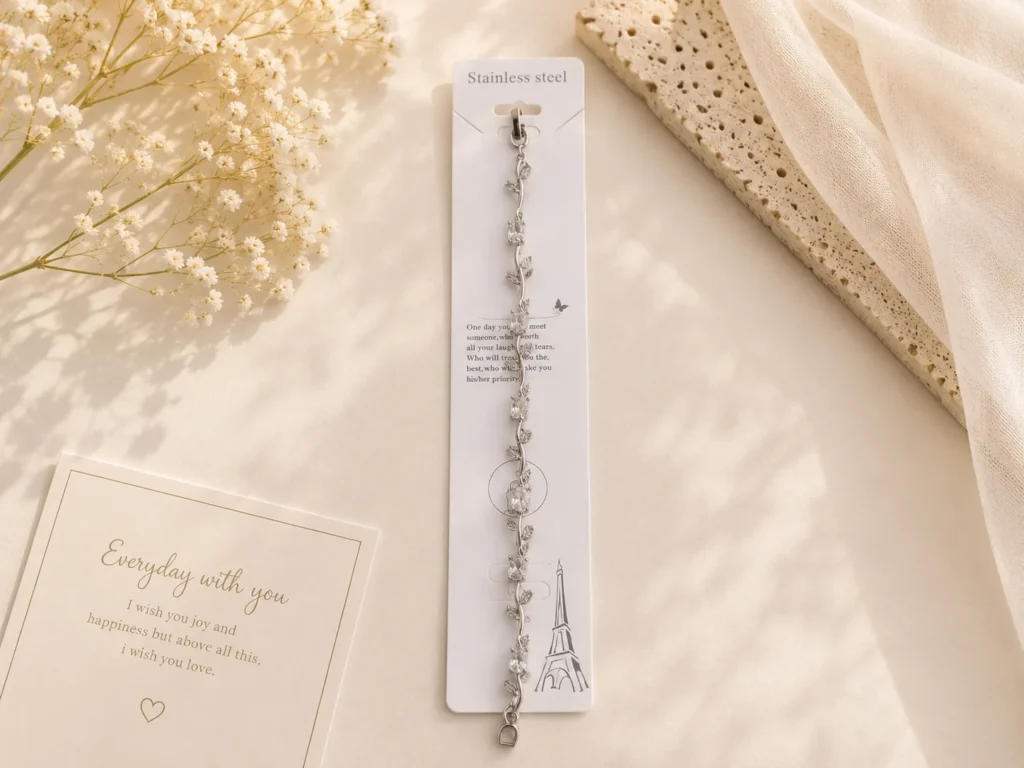 Silver White Tulip Vine Bracelet for Women