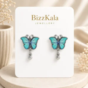Sky Blue Butterfly Charm Jhumka for Women - Image 1