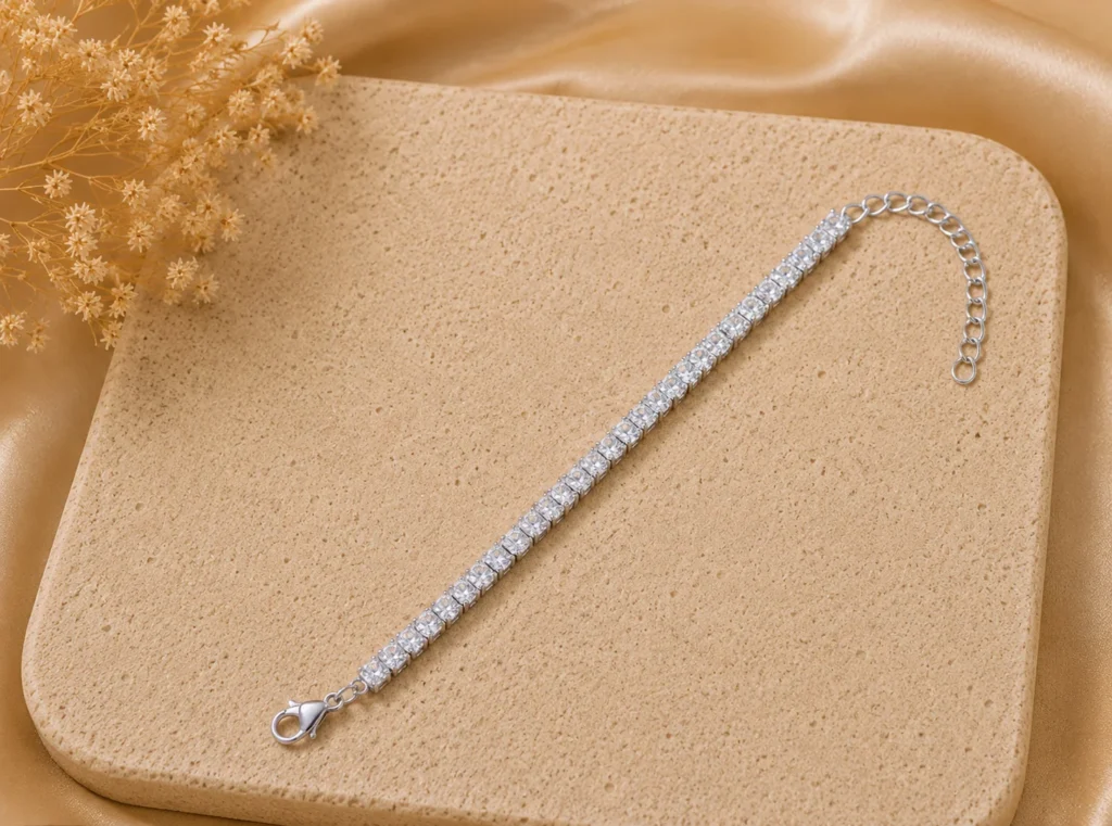 White Crystal Tennis Bracelet for Women