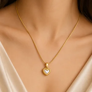 White Heart Pearl Pendant Necklace for Women - Image 2