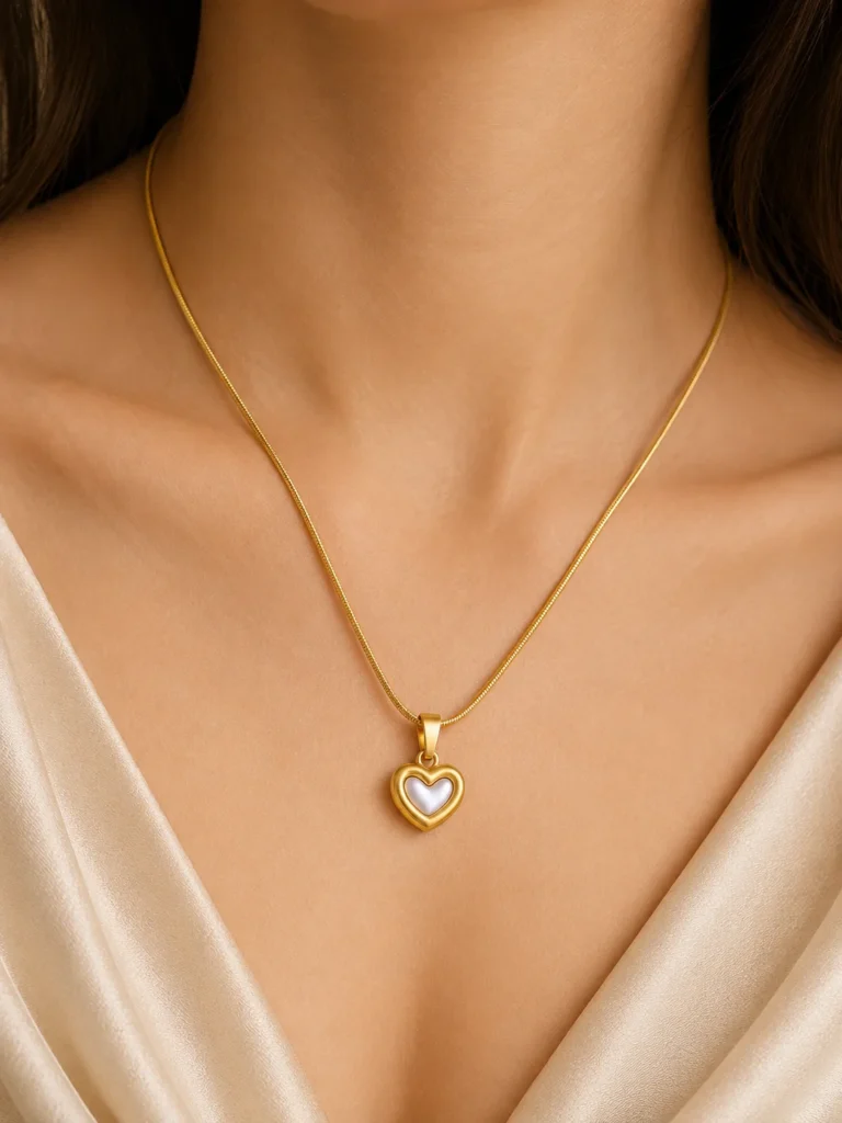 White Heart Pearl Pendant Necklace for Women